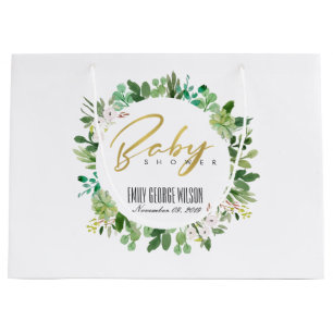 GRAND SAC CADEAU BABY SHOWER DE COULEUR D'EAU SUCCULENTE DES ÉCHAPP