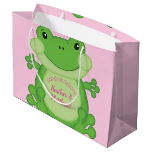 Grand Sac Cadeau Baby shower de grenouille rose