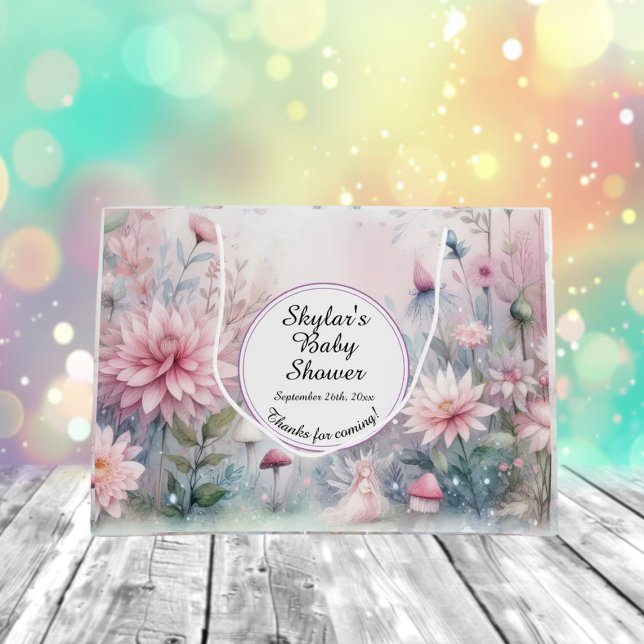 Grand Sac Cadeau Baby shower de jardin de fées (Créateur téléchargé)