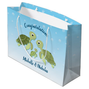 Grand Sac Cadeau Baby shower de la tortue de mer Co-Ed Genre neutre