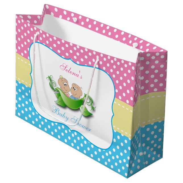 Grand Sac Cadeau Baby shower jumeau garçon et fille (Devant Angle)