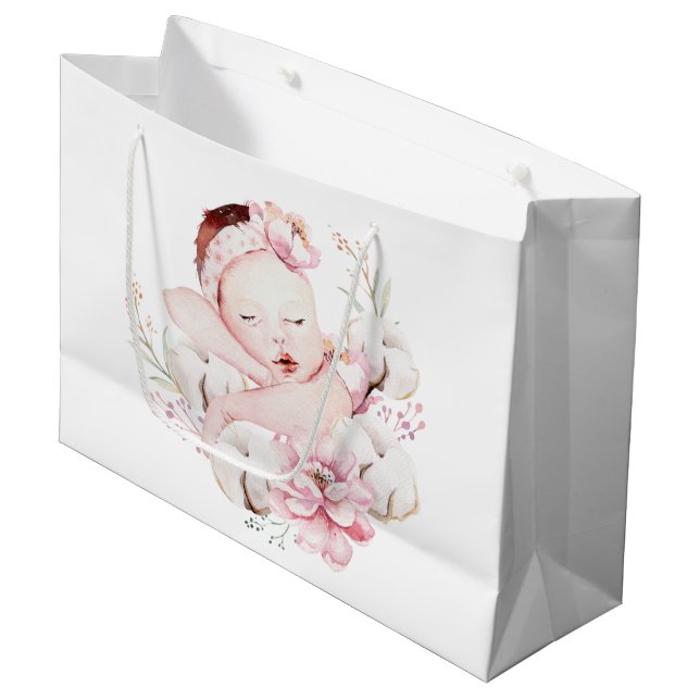Grand Sac Cadeau Baby shower mignon fille bébé (Devant Angle)