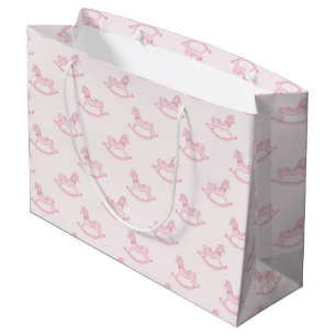 Grand Sac Cadeau Baby shower Motif de fille de Cheval Rosé