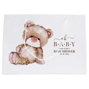 Grand Sac Cadeau Baby shower Ours Teddy, Baby shower Ours Rose Fill