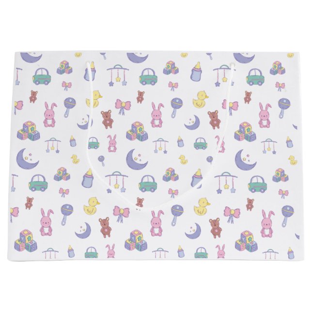 Grand Sac Cadeau Baby shower Pastel neutre pour les femmes (Devant)