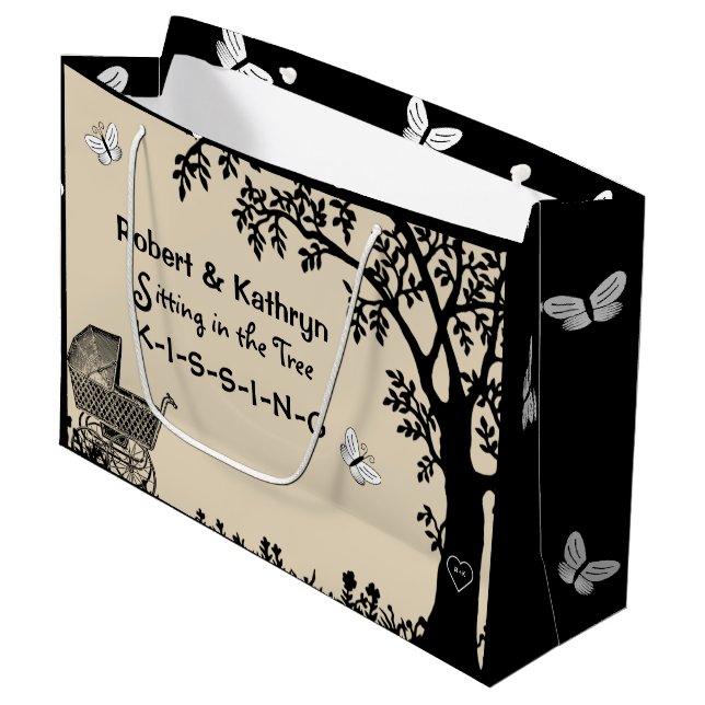 Grand Sac Cadeau Baby shower personnalisé (Devant Angle)