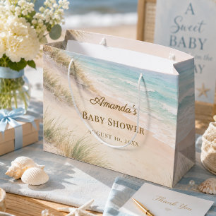 Grand Sac Cadeau Baby Shower plage côtière