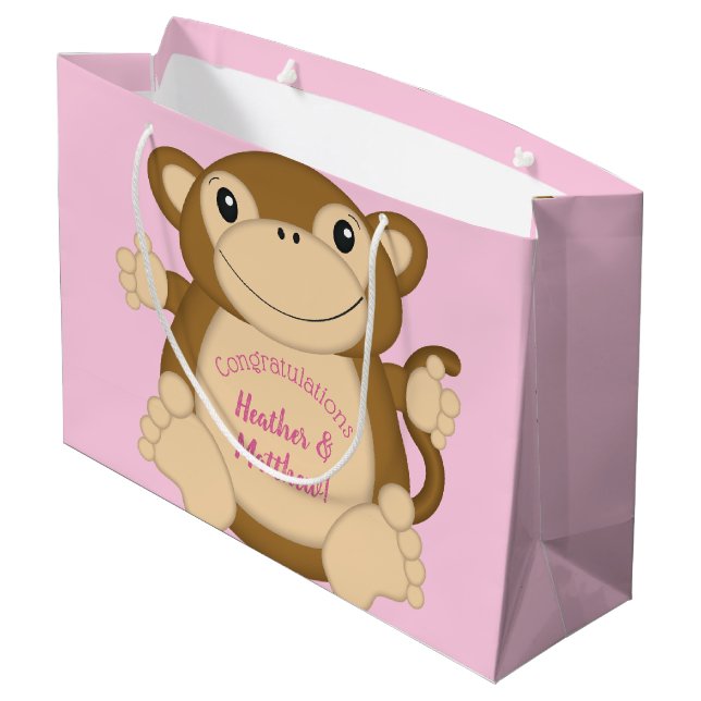 Grand Sac Cadeau Baby shower singe rose (Dos Angle)