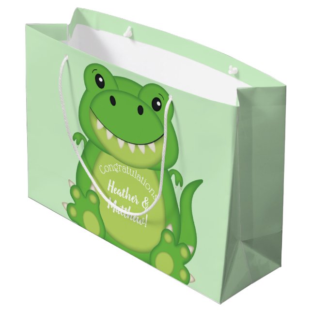 Grand Sac Cadeau Baby shower T-Rex Dinosaur (Dos Angle)