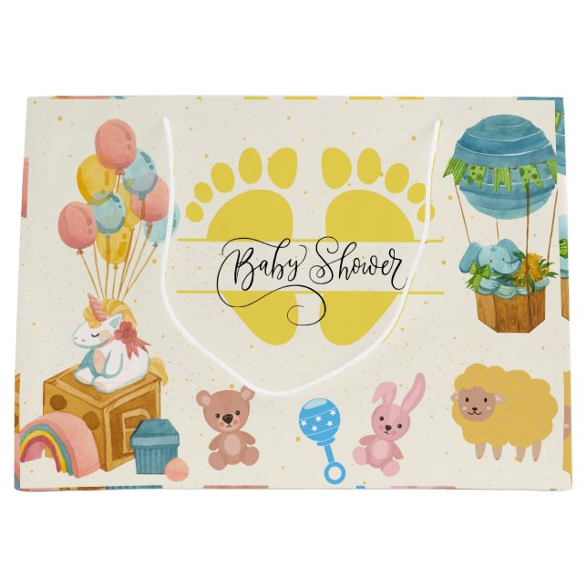 Grand Sac Cadeau Baby shower vintage (Devant)