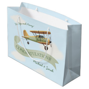 Grand Sac Cadeau Baby shower Vintage de l'avion