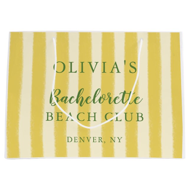 Grand Sac Cadeau Bachelorette d'été jaune et vert (Devant)