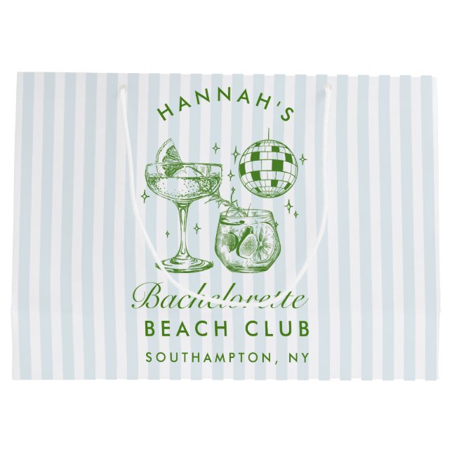 Grand Sac Cadeau Bachelorette moderne Vintage Bleu (Dos)