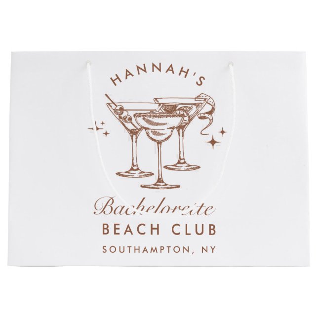Grand Sac Cadeau Bachelorette Retro Cocktail Brown (Devant)