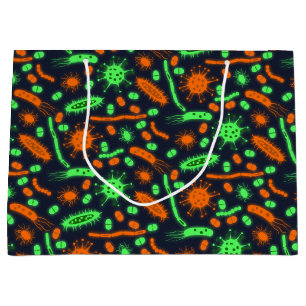 Grand Sac Cadeau Bactérie lumineuse Micro-organisme orange vert tox