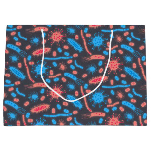 Grand Sac Cadeau Bactérie lumineuse Microorganisme rose bleu