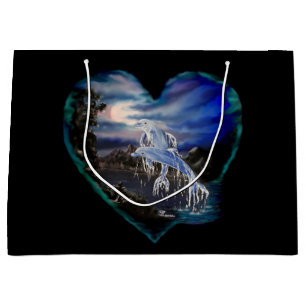 Grand Sac Cadeau Baie à la nuit, Amour Dauphin
