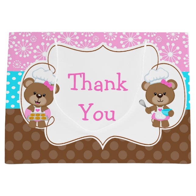 Grand Sac Cadeau Baking Bears Fête d'anniversaire (Devant)