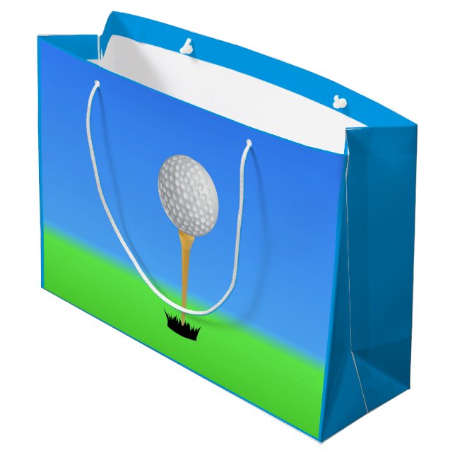 Grand Sac Cadeau Bal de golf sur un Tee (Dos Angle)