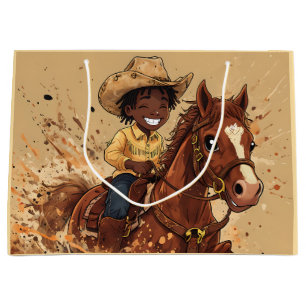 Grand Sac Cadeau Balade de cow-boy de dessin animé western