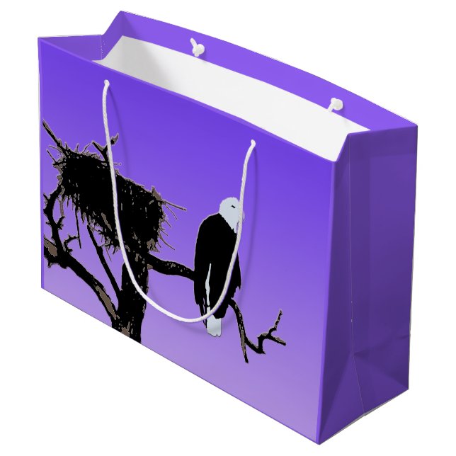 Grand Sac Cadeau Bald Eagle at Sunset - Art original de la faune (Dos Angle)