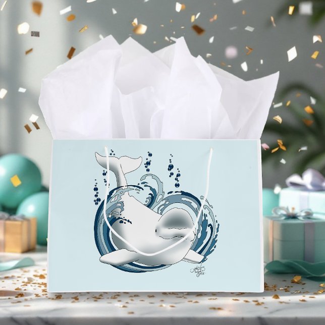 Grand Sac Cadeau Baleine Béluga Bleue (Créateur téléchargé)