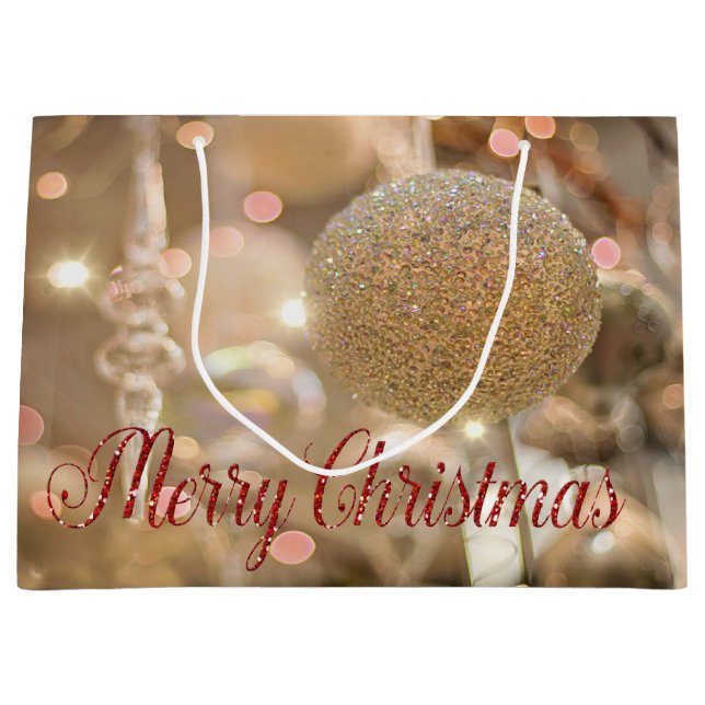 Grand Sac Cadeau Balle de Noël, Ornement, Fête, Joyeux Noël (Devant)