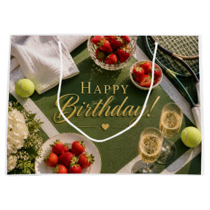 Grand Sac Cadeau Balle de tennis et champagne pour anniversaire 