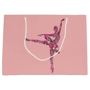 Grand Sac Cadeau Ballerina à double face de la fleur de prune de s
