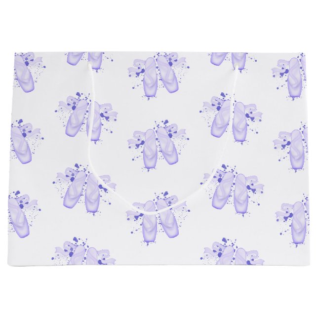 Grand Sac Cadeau Ballet violet Anniversaire Pointe Chaussures (Devant)
