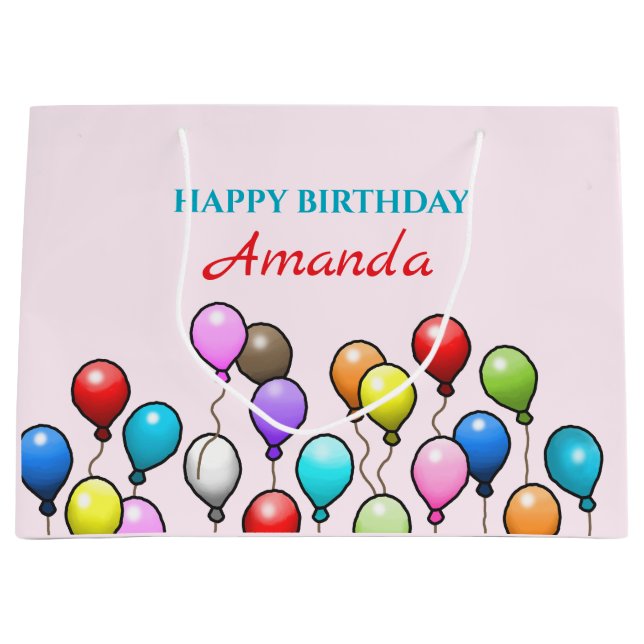 Grand Sac Cadeau Ballons d'anniversaire (Devant)