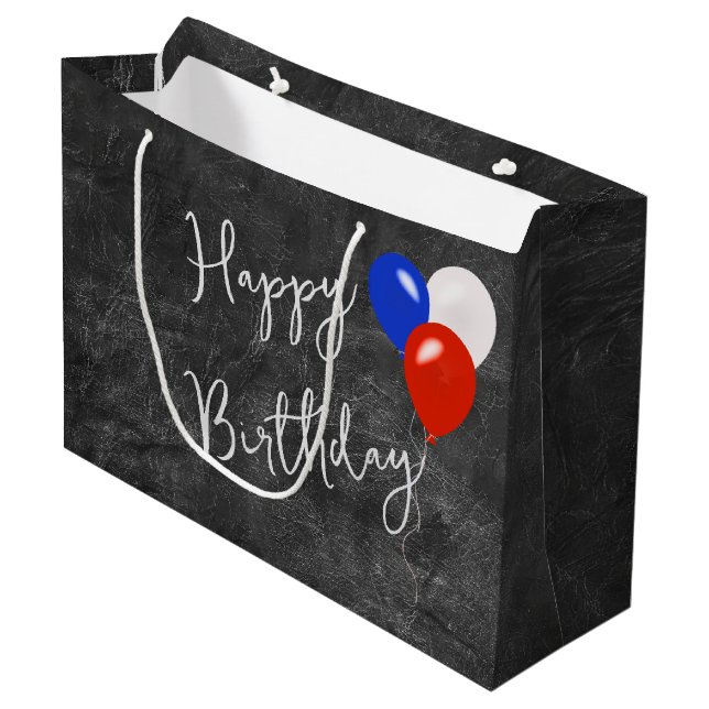 Grand Sac Cadeau Ballons D'Anniversaire En Cuir (Devant Angle)