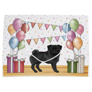 Grand Sac Cadeau Ballons de fête colorés pastel de couleur de Pug n