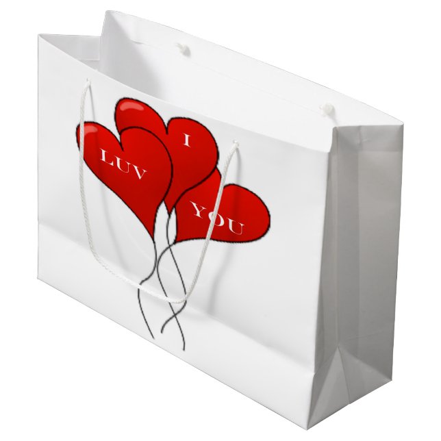 GRAND SAC CADEAU BALLONS "JE VOUS AIME" (Devant Angle)