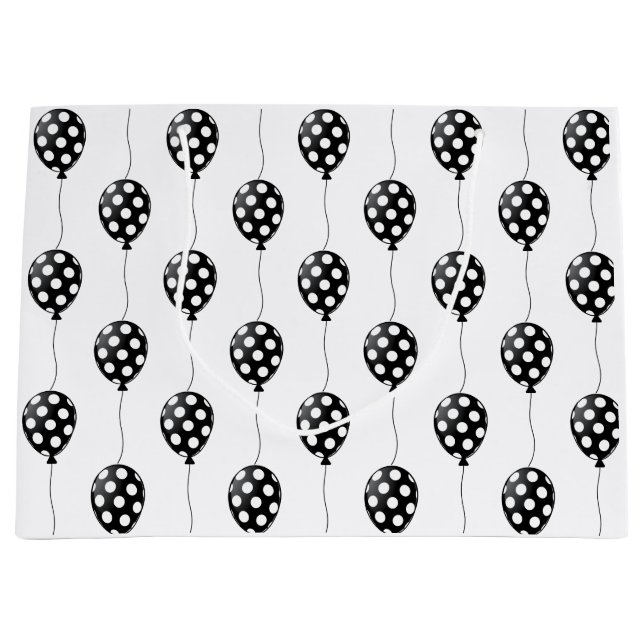 Grand Sac Cadeau Ballons noirs et blancs Anniversaire (Devant)