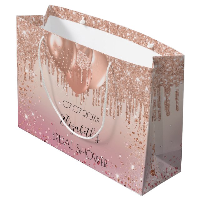 Grand Sac Cadeau Ballons roses roses couleur rose pour la douche de (Dos Angle)