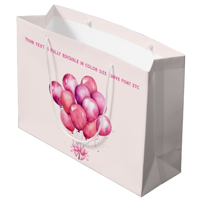 Grand Sac Cadeau Ballons sur Barbiedoll tendance rose vif (Dos Angle)