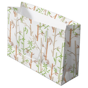 Grand Sac Cadeau Bambou Foliage Oriental Feuilles de verdure