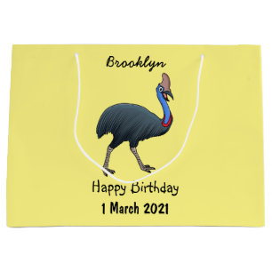 Grand Sac Cadeau Bande dessinée d'oiseau joyeux