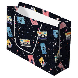 Grand Sac Cadeau Bandes de cassettes rétro dans l'espace cosmique