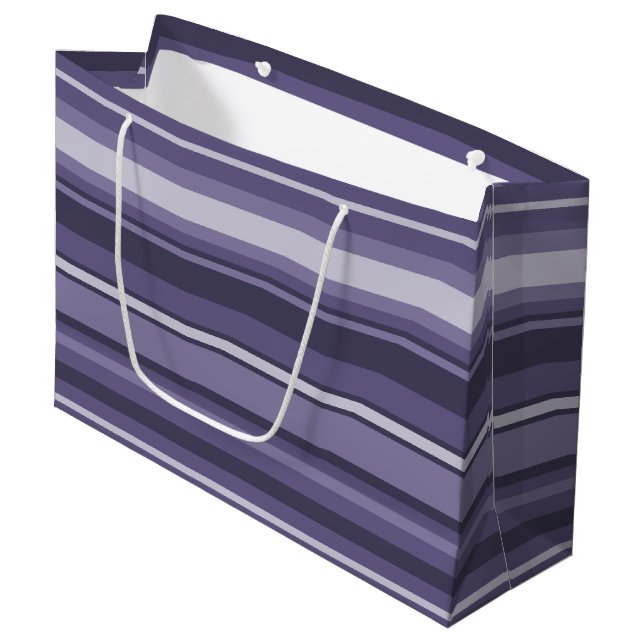 Grand Sac Cadeau Bandes de cuir violet (Devant Angle)