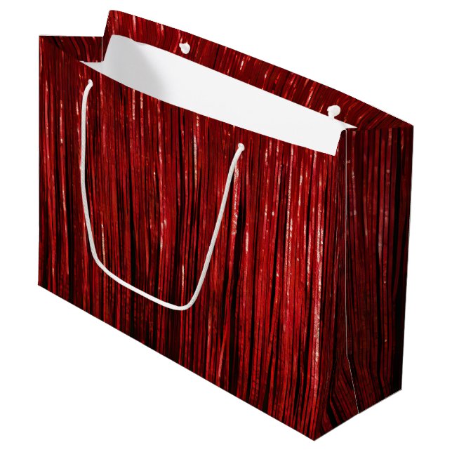 Grand Sac Cadeau Bandes de pinces de verre rouge (Devant Angle)