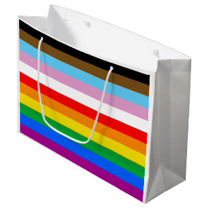 Grand Sac Cadeau Bandes du drapeau de progrès LGBTQ+