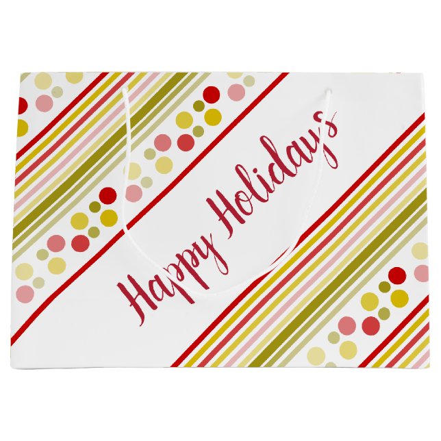 Grand Sac Cadeau Bandes Et Pois (Devant)