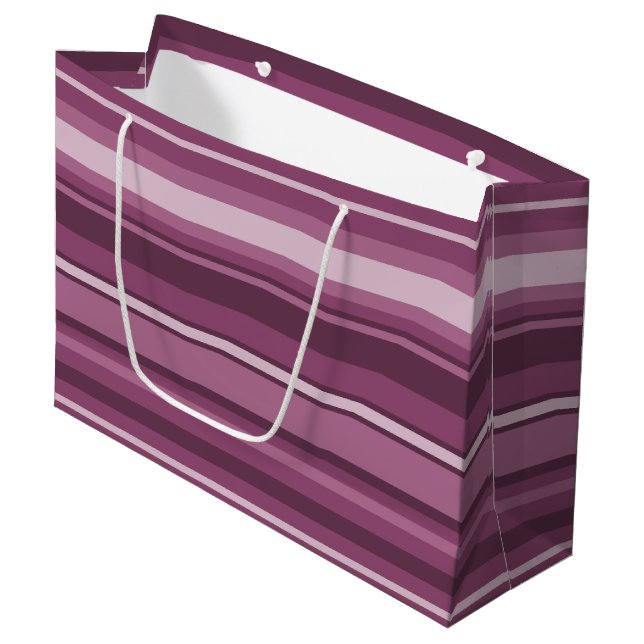 Grand Sac Cadeau Bandes mauves (Devant Angle)