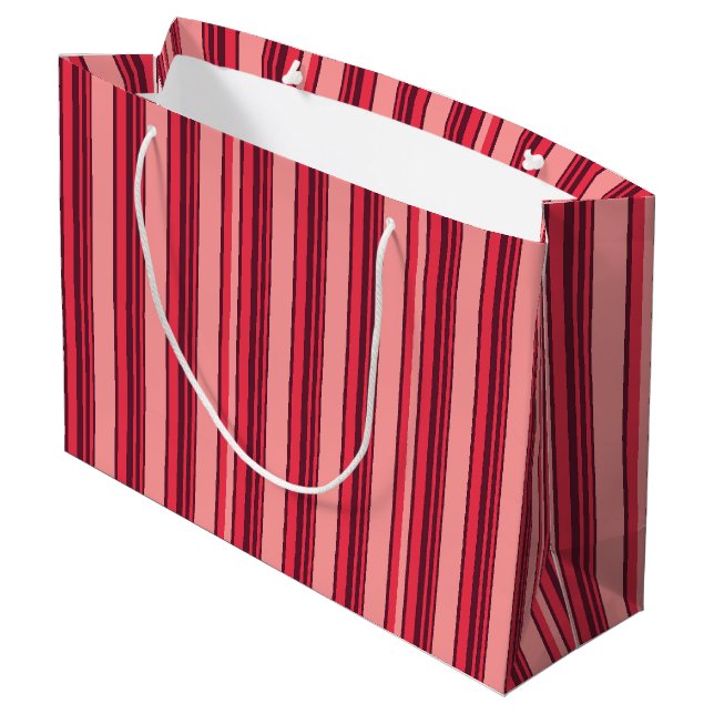 Grand Sac Cadeau Bandes roses chaudes (Dos Angle)