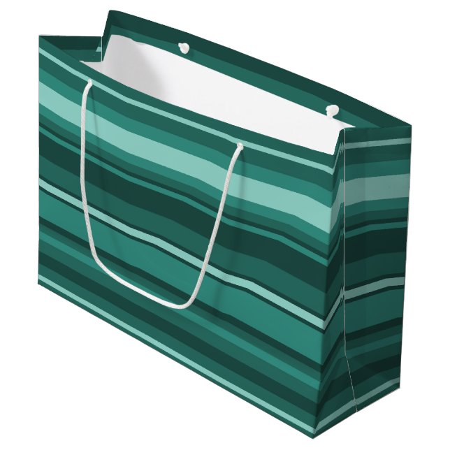 Grand Sac Cadeau Bandes turquoises (Devant Angle)