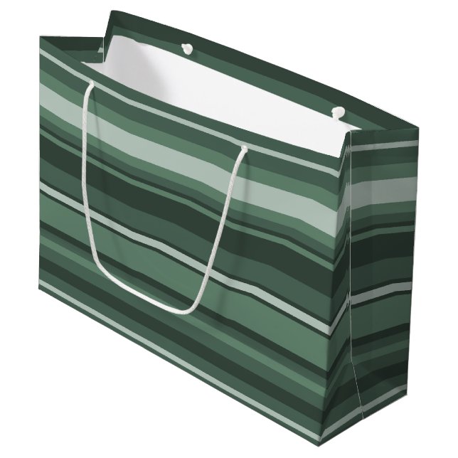Grand Sac Cadeau Bandes vertes (Devant Angle)
