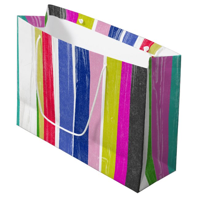 Grand Sac Cadeau Bandes verticales (Devant Angle)