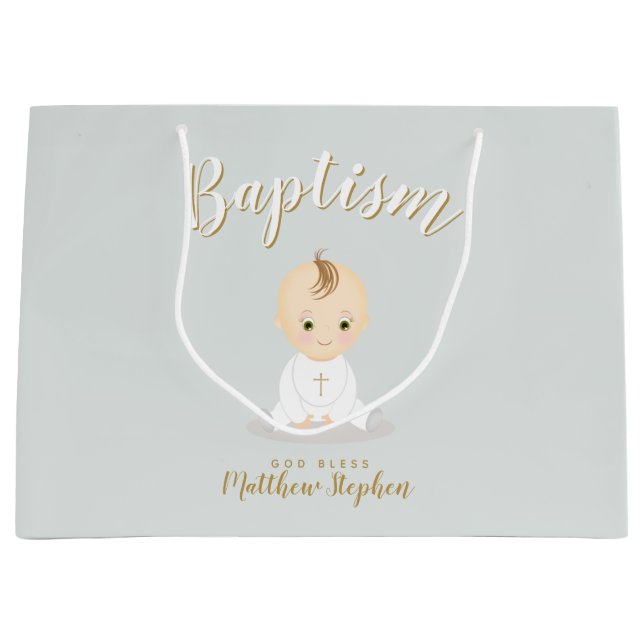 Grand Sac Cadeau Baptême Baby Boy (Devant)